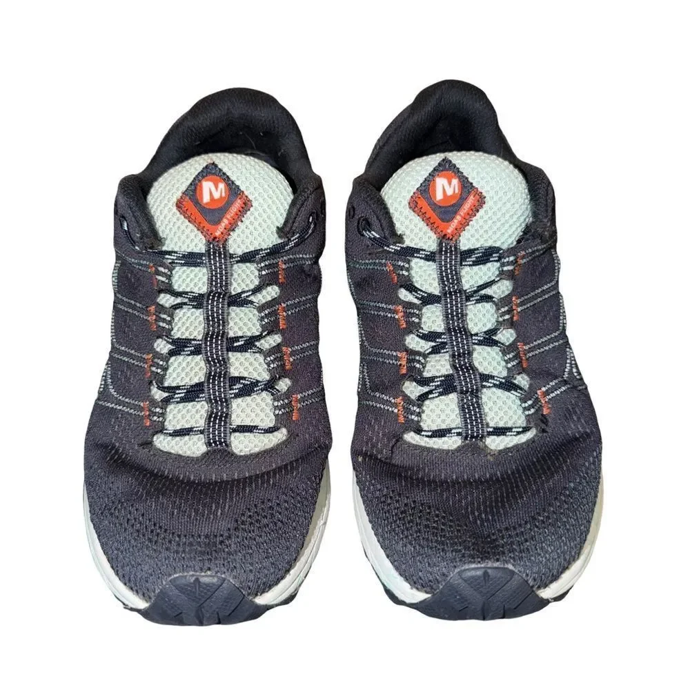 Merrell Women's Black and White Cushioned Trail Runner with Red Accent size 9